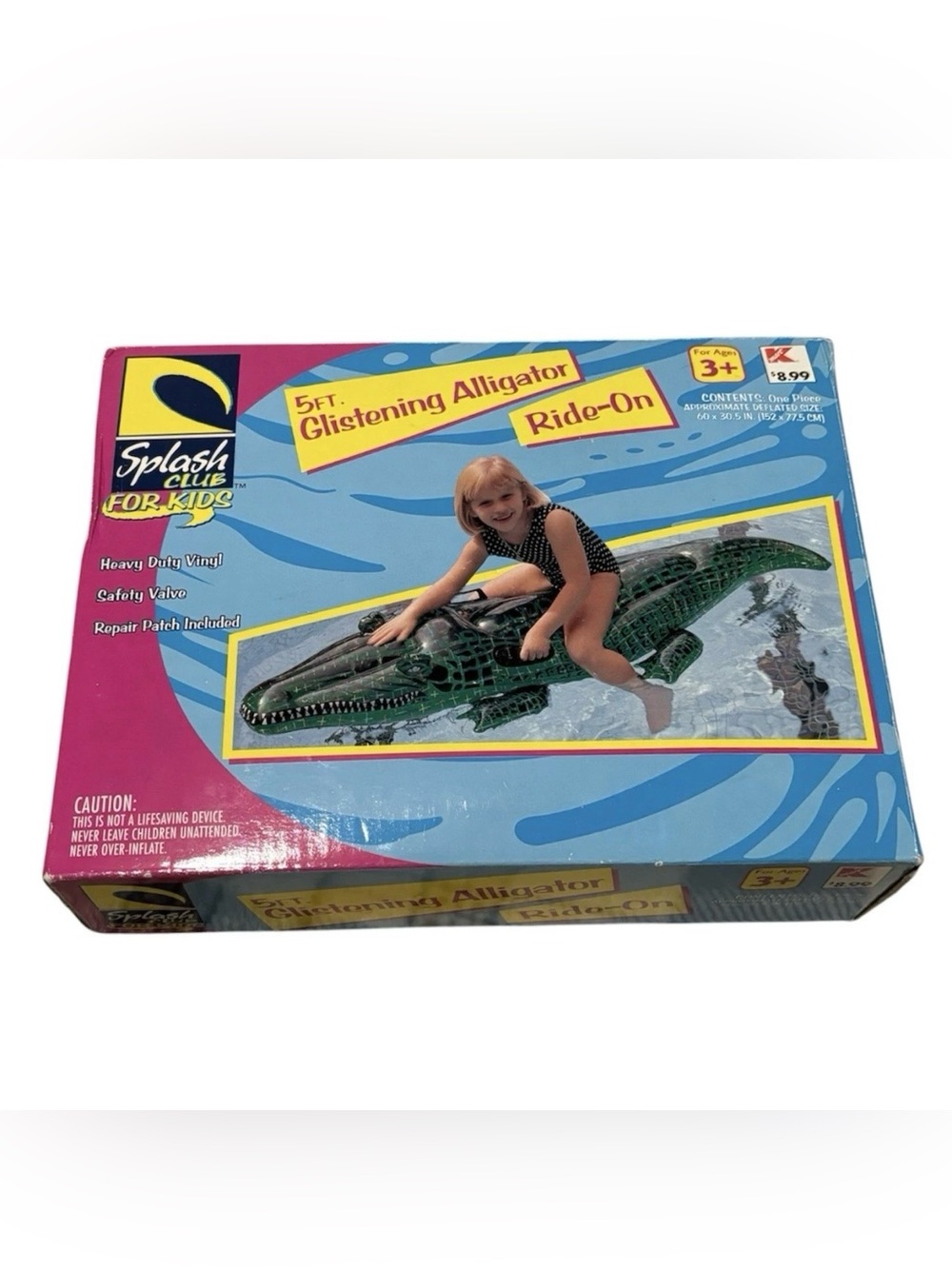 Vintage Kmart Alligator Inflatable Ride-On Pool Float NEW-OPEN BOX